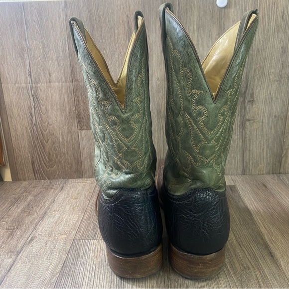 Corral Cowboy Boots Mens 10 Shoulder Square Toe A2653 Western Cowboy Green Brown - Picture 5 of 8